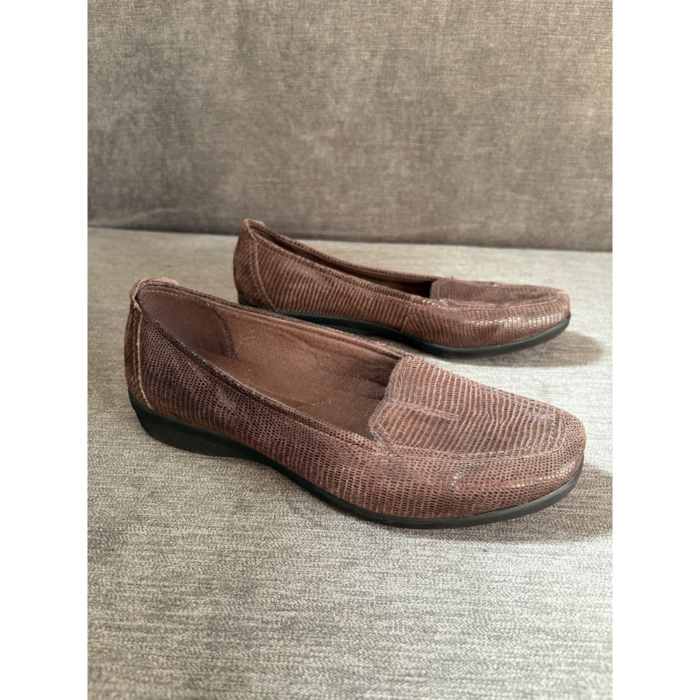 Clarks Collection Womens Loafer Flats Leather Shimmer Brown Cushioned 6.5m